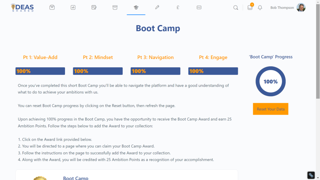 Boot Camp Home page