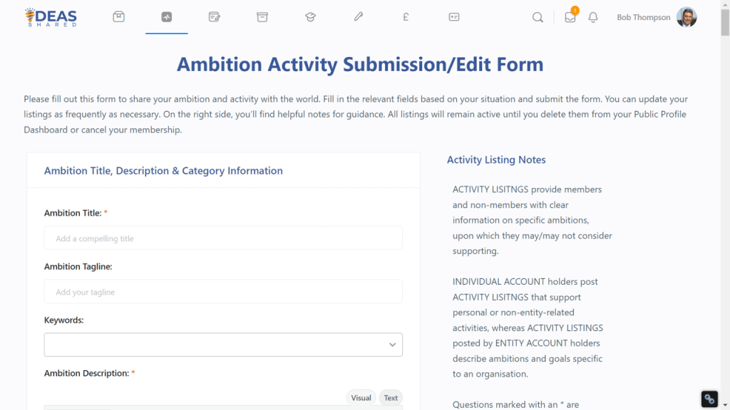 Single Ambition Submission Form image