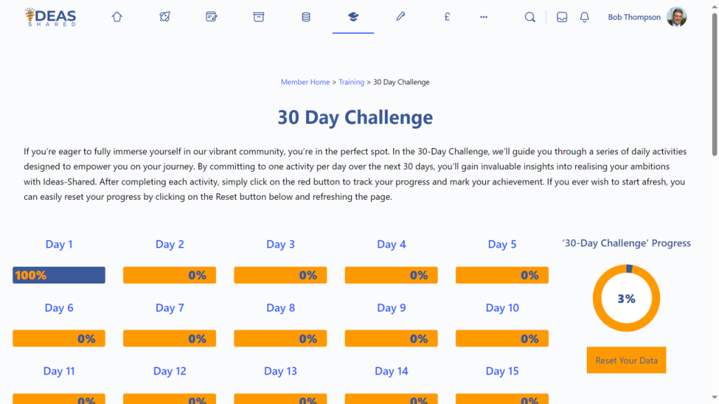 30 Day Challenge page as at 11 June 24