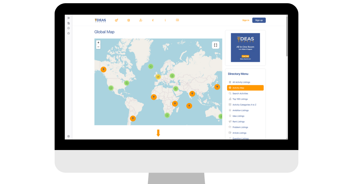 Global listings map